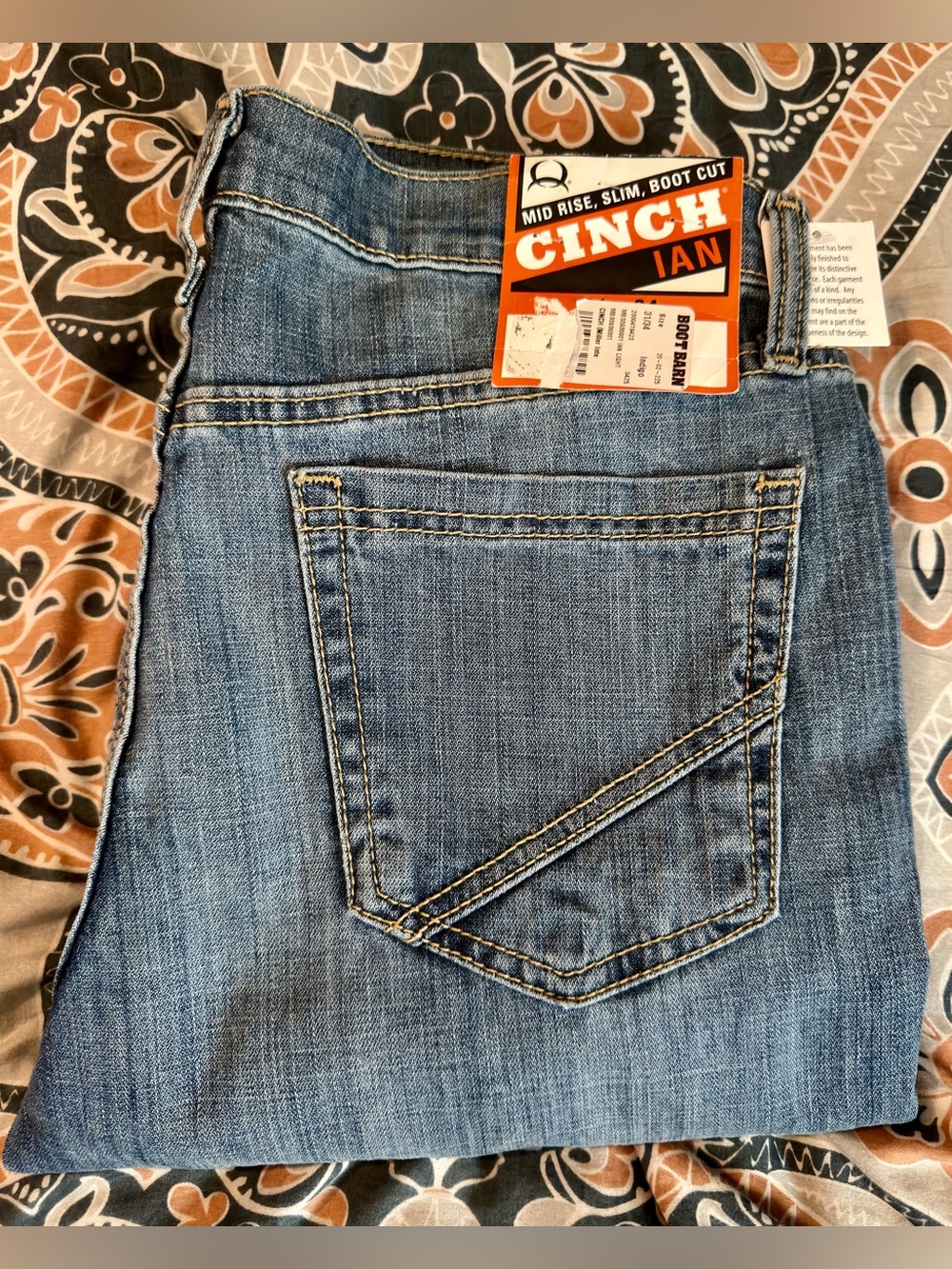 NWT mens Cinch Ian Slim Boot Cut Jeans — Medium Blue Denim SIZE 31x34
